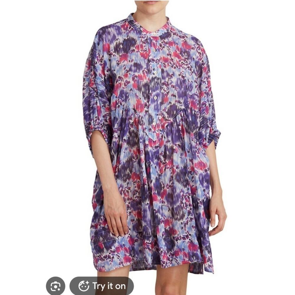 Isabel Marant Etoile Mazea Dress Cotton Gauze FR36 US 4/S Watercolor Boho Resort